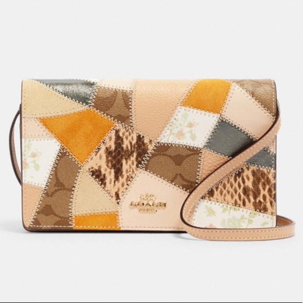NWT COACH88670 Foldover Crossbody Clutch Patchwork